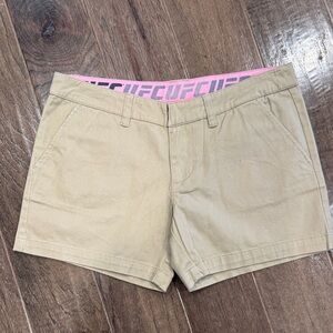 UFC Tan Women's Cargo Shorts with Pink Waistband